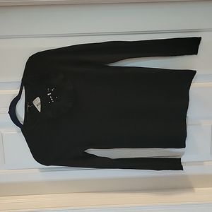 Ann taylor black wool/silk/cashmere sweater with beading small